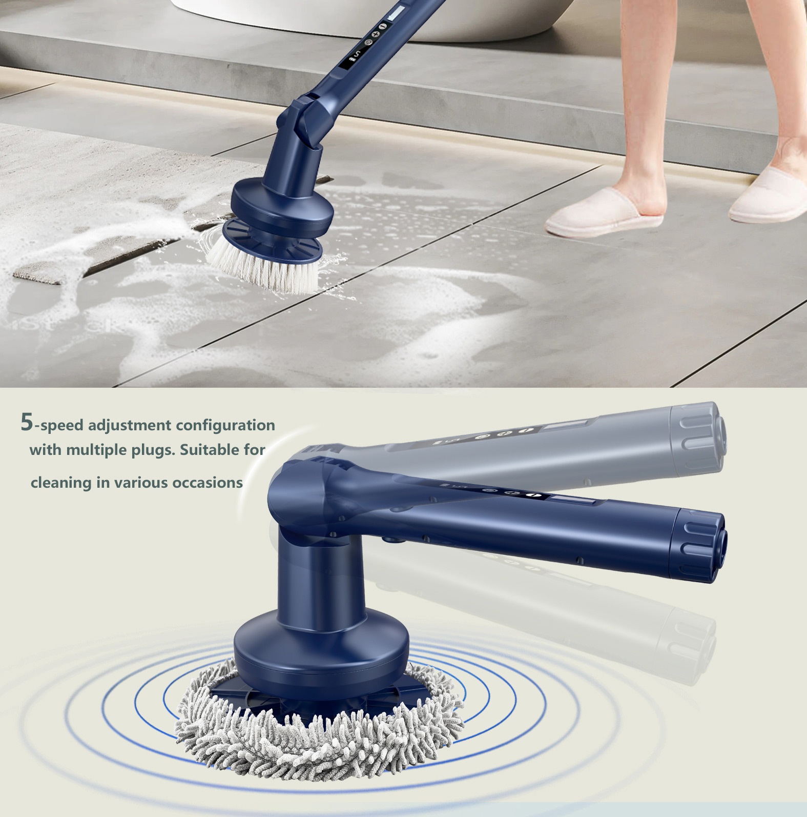 Multi-functional Electric Rotating Cleaning Brush, Power Scrubber for Home & Car, Deep Cleaning Powerful Motor, Interchangeable Brush Heads, Ergonomic Design