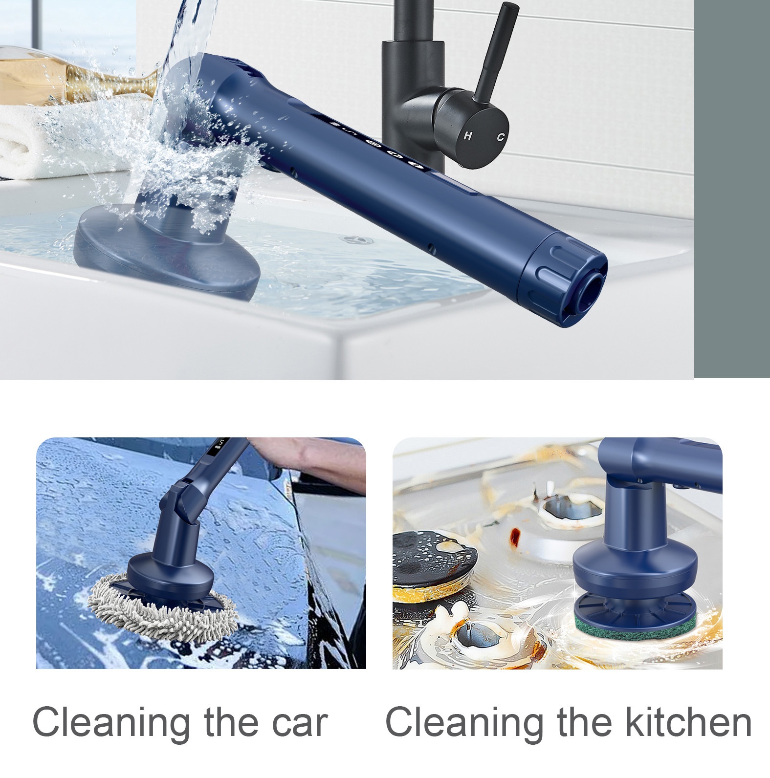 Multi-functional Electric Rotating Cleaning Brush, Power Scrubber for Home & Car, Deep Cleaning Powerful Motor, Interchangeable Brush Heads, Ergonomic Design