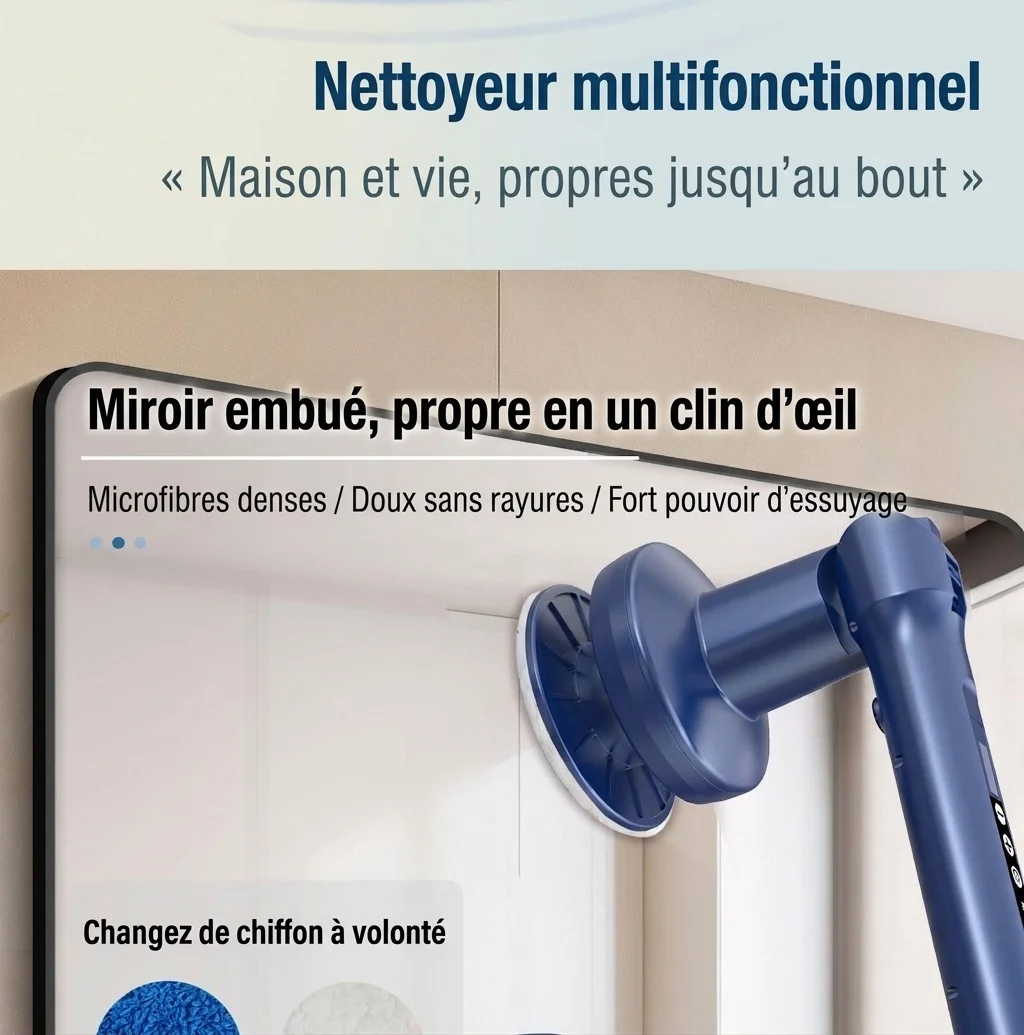 Brosse de nettoyage électrique rotative multifonctionnelle, nettoyeur puissant pour la maison et la voiture, moteur puissant pour un nettoyage en profondeur, têtes de brosse interchangeables, design ergonomique
