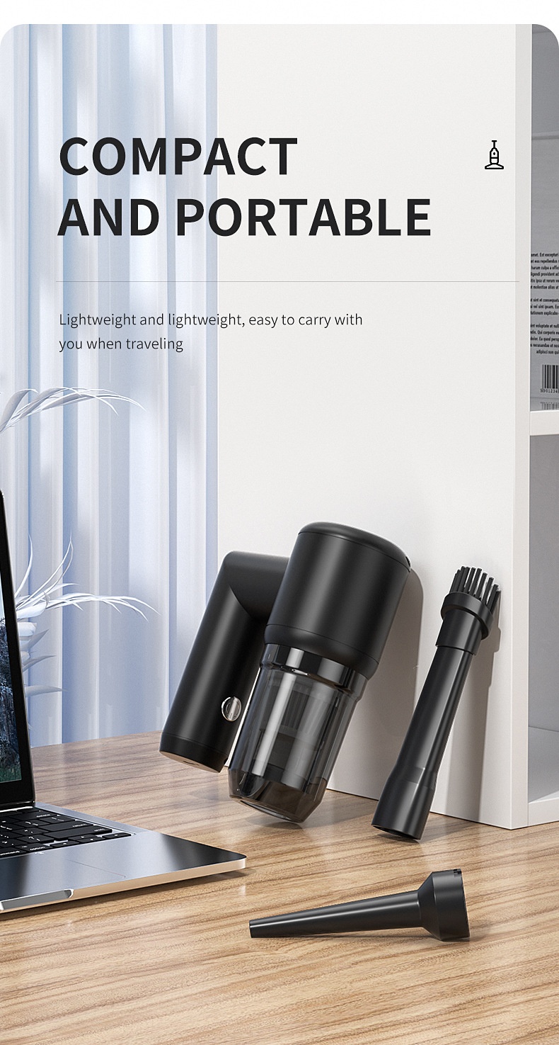 5-in-1 Portable Wireless Handheld Vacuum Cleaner & Water Wiper, 5000PA Powerful Suction, Type-C Fast Charging, Multiple Attachments for Car & Home