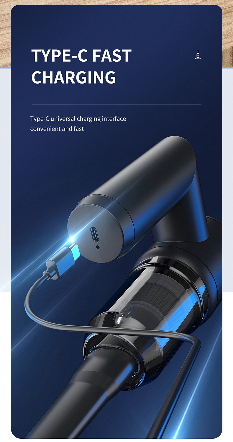 5-in-1 Portable Wireless Handheld Vacuum Cleaner & Water Wiper, 5000PA Powerful Suction, Type-C Fast Charging, Multiple Attachments for Car & Home