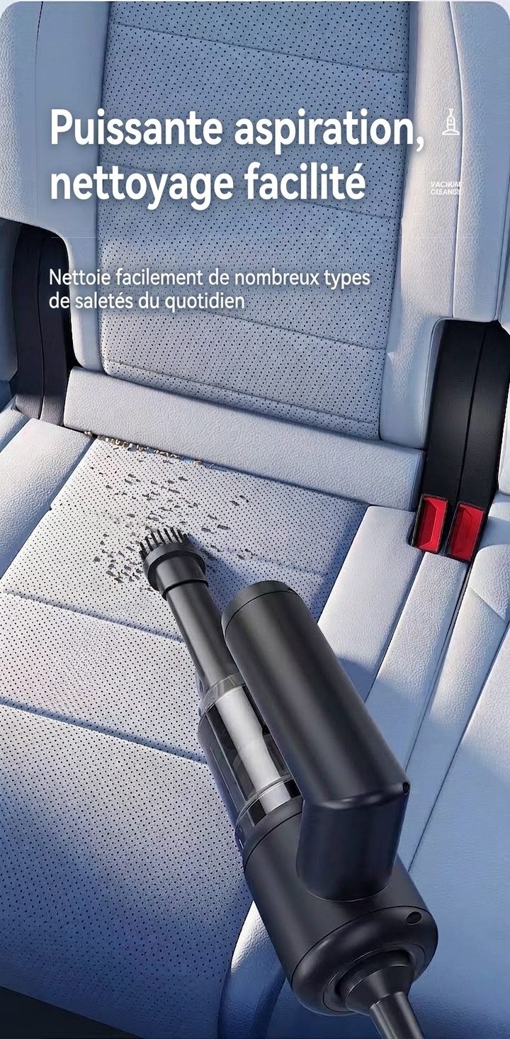 5-in-1 Portable Wireless Handheld Vacuum Cleaner & Water Wiper, 5000PA Powerful Suction, Type-C Fast Charging, Multiple Attachments for Car & Home