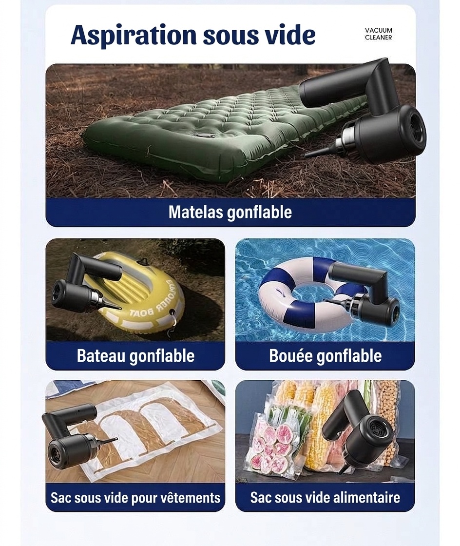 5-in-1 Portable Wireless Handheld Vacuum Cleaner & Water Wiper, 5000PA Powerful Suction, Type-C Fast Charging, Multiple Attachments for Car & Home