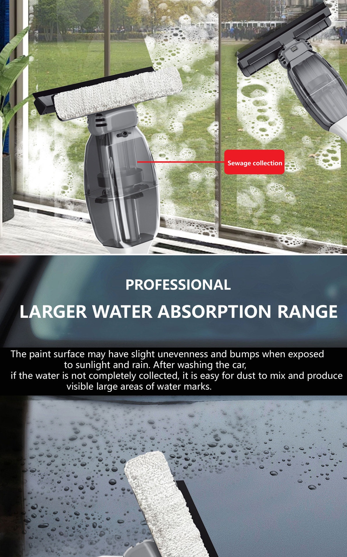 AA108 Wireless 2-in-1 Electric Mop & Window Cleaner, Ultra-Light Cordless Floor Scrubber, Strong Suction, Visual Water Tank, Extendable Handle, Long Battery Life