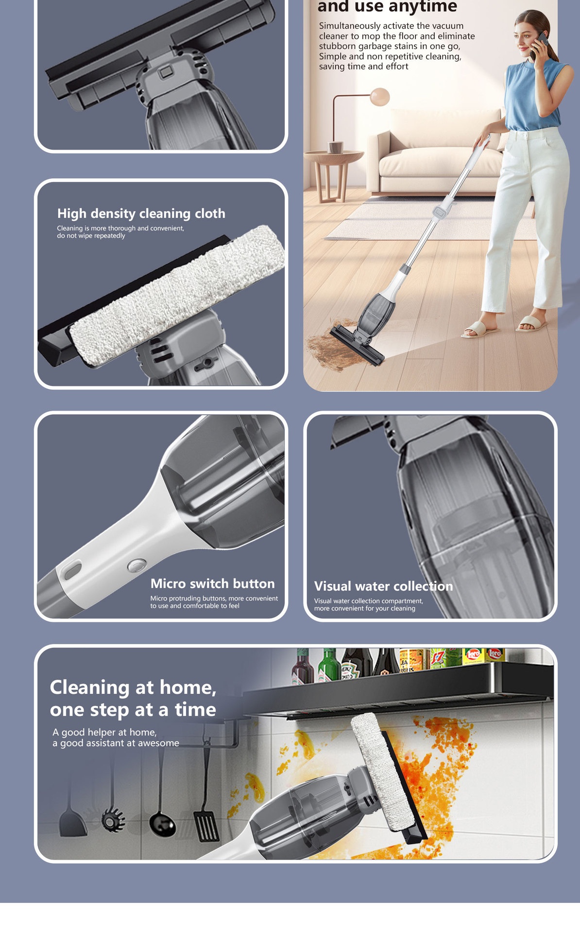 AA108 Wireless 2-in-1 Electric Mop & Window Cleaner, Ultra-Light Cordless Floor Scrubber, Strong Suction, Visual Water Tank, Extendable Handle, Long Battery Life