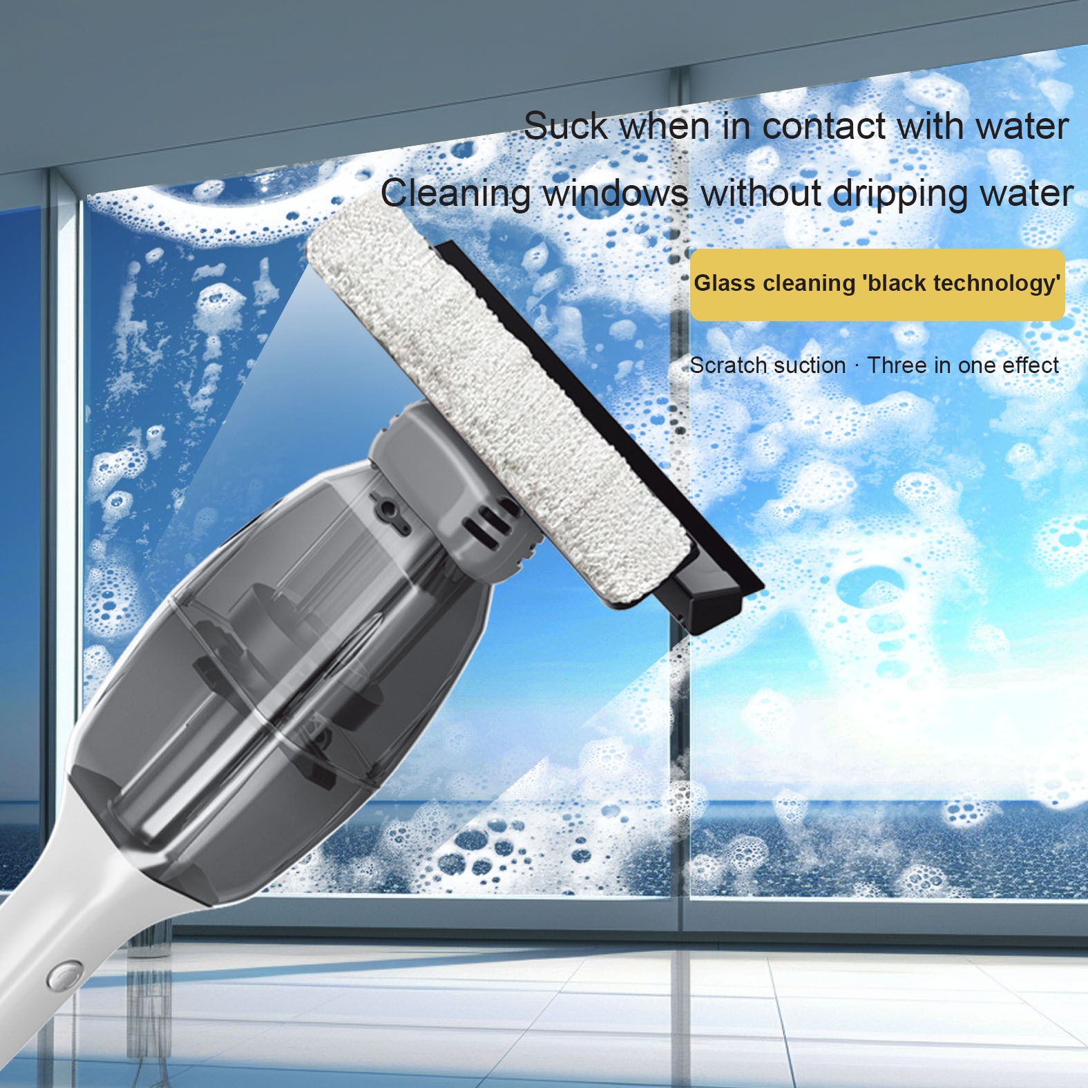 AA108 Wireless 2-in-1 Electric Mop & Window Cleaner, Ultra-Light Cordless Floor Scrubber, Strong Suction, Visual Water Tank, Extendable Handle, Long Battery Life