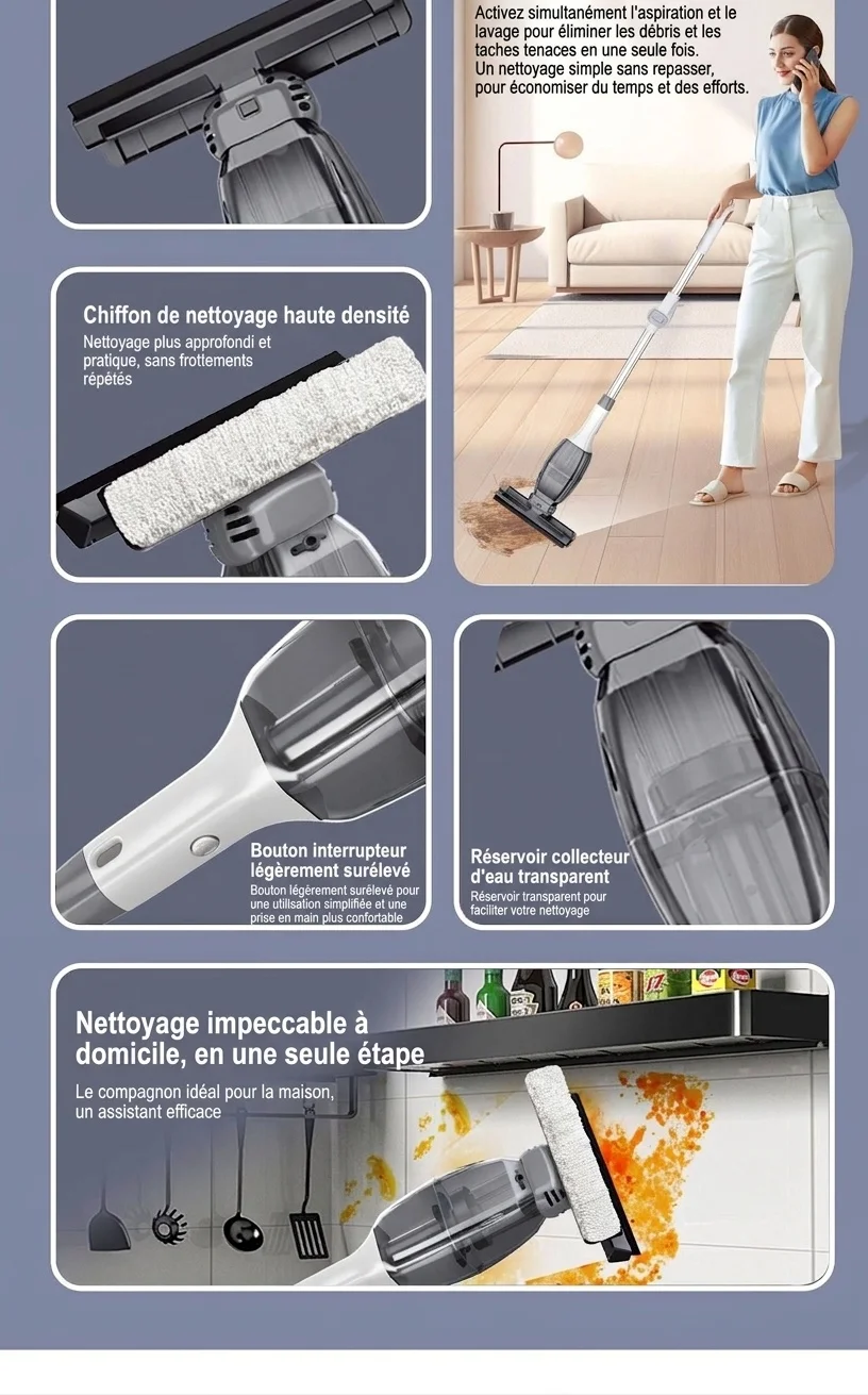 Aspirateur et nettoyeur d'eau portable sans fil 5 en 1, aspiration puissante de 5000 Pa, charge rapide USB-C, nombreux accessoires pour voiture et maison