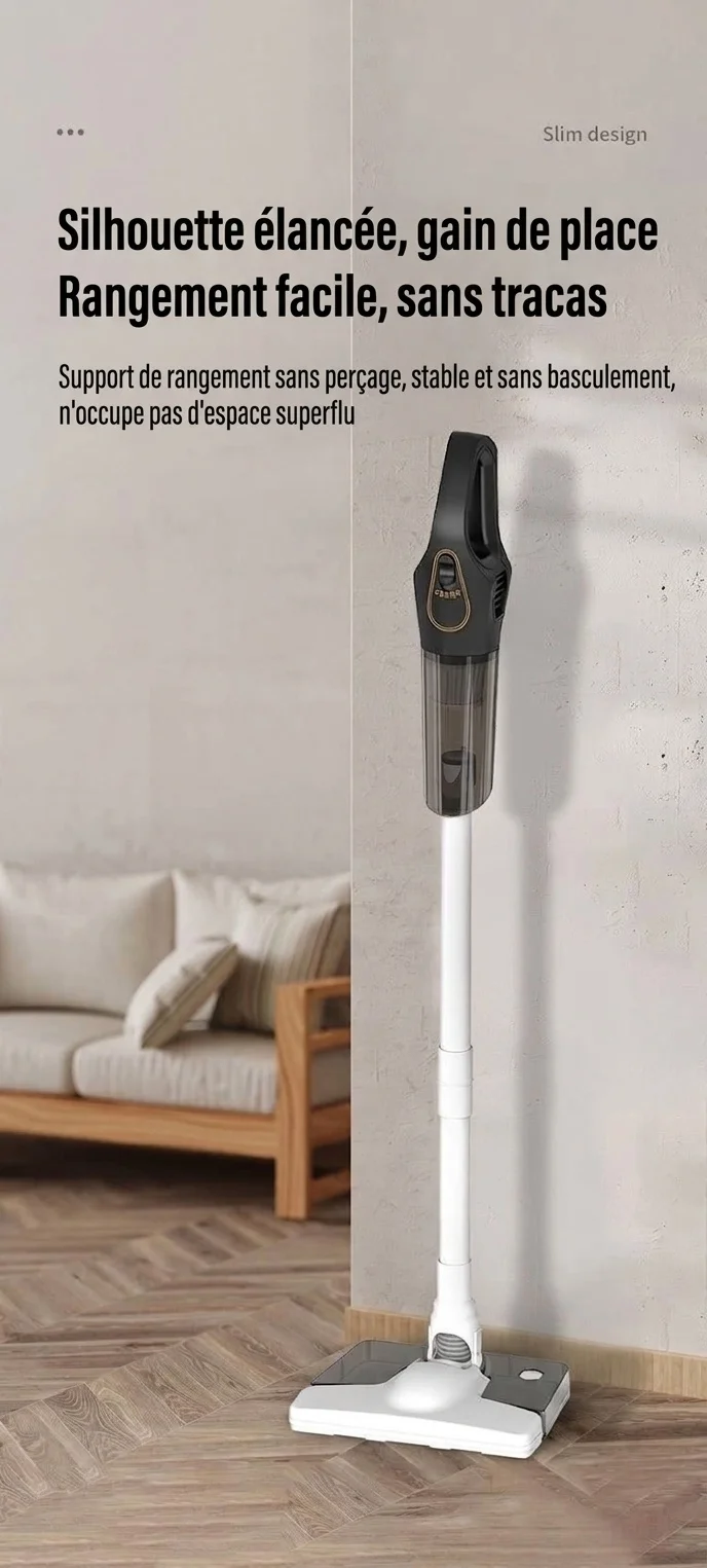 Aspirateur sans fil portable 120 W, aspiration puissante de 10 kPa, léger et compact pour la maison et la voiture, réduction du bruit en 5 étapes, autonomie de 30 minutes