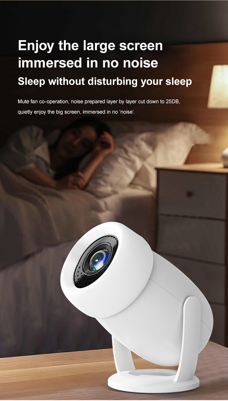 Y400 Portable Smart Projector with WiFi 6 & Bluetooth 5.0, Native 720P (1080P/4K Supported), 300 ANSI Lumens, 200" Display Home Theater Movie Projector, Built-in Speakers, Compatible with HDMI/Android 12