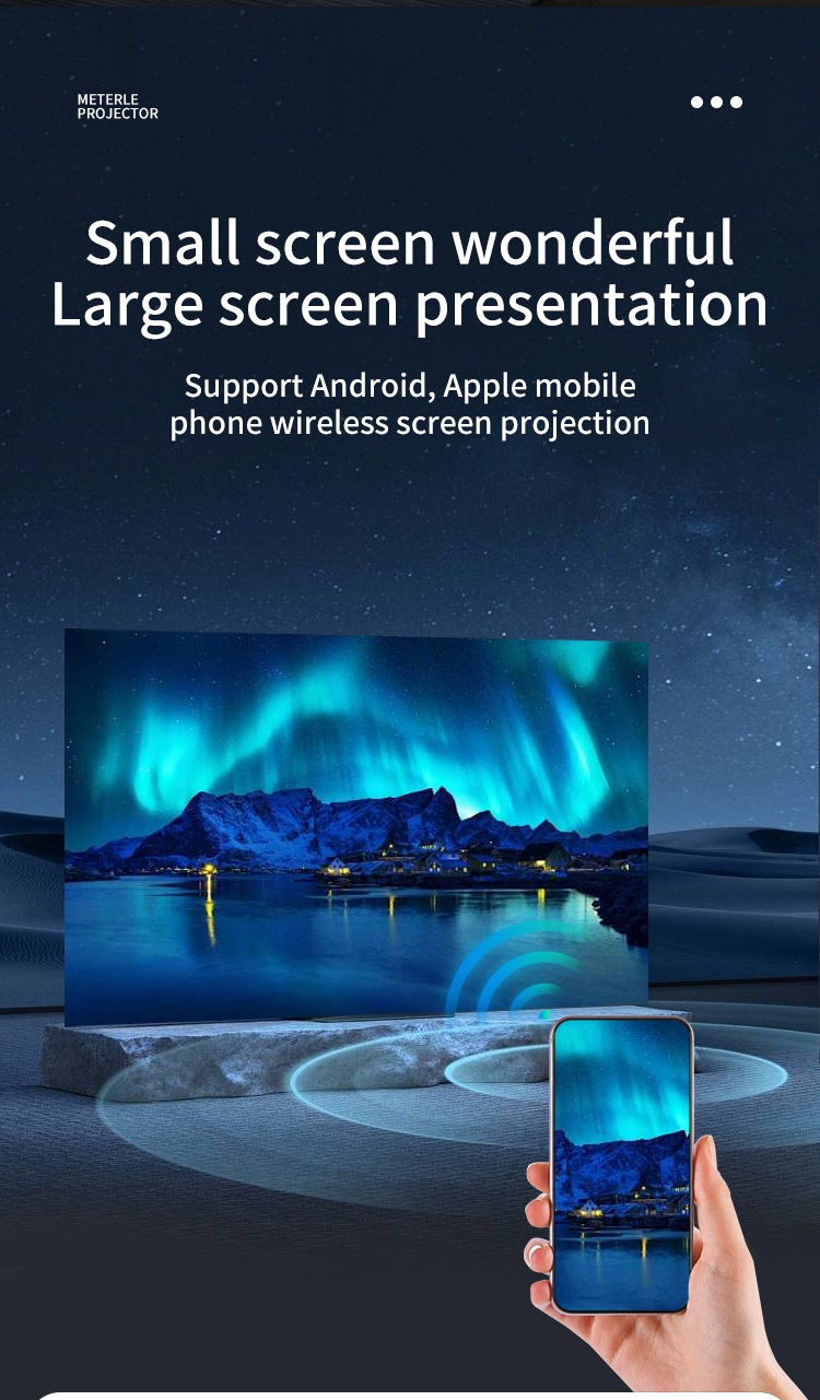 K300 Portable Smart Projector, 720P HD Movie Projector with WiFi 6 & Bluetooth 5.0, 200 ANSI Lumens, Android 14, 200" Display for Home Theater and Outdoor Use