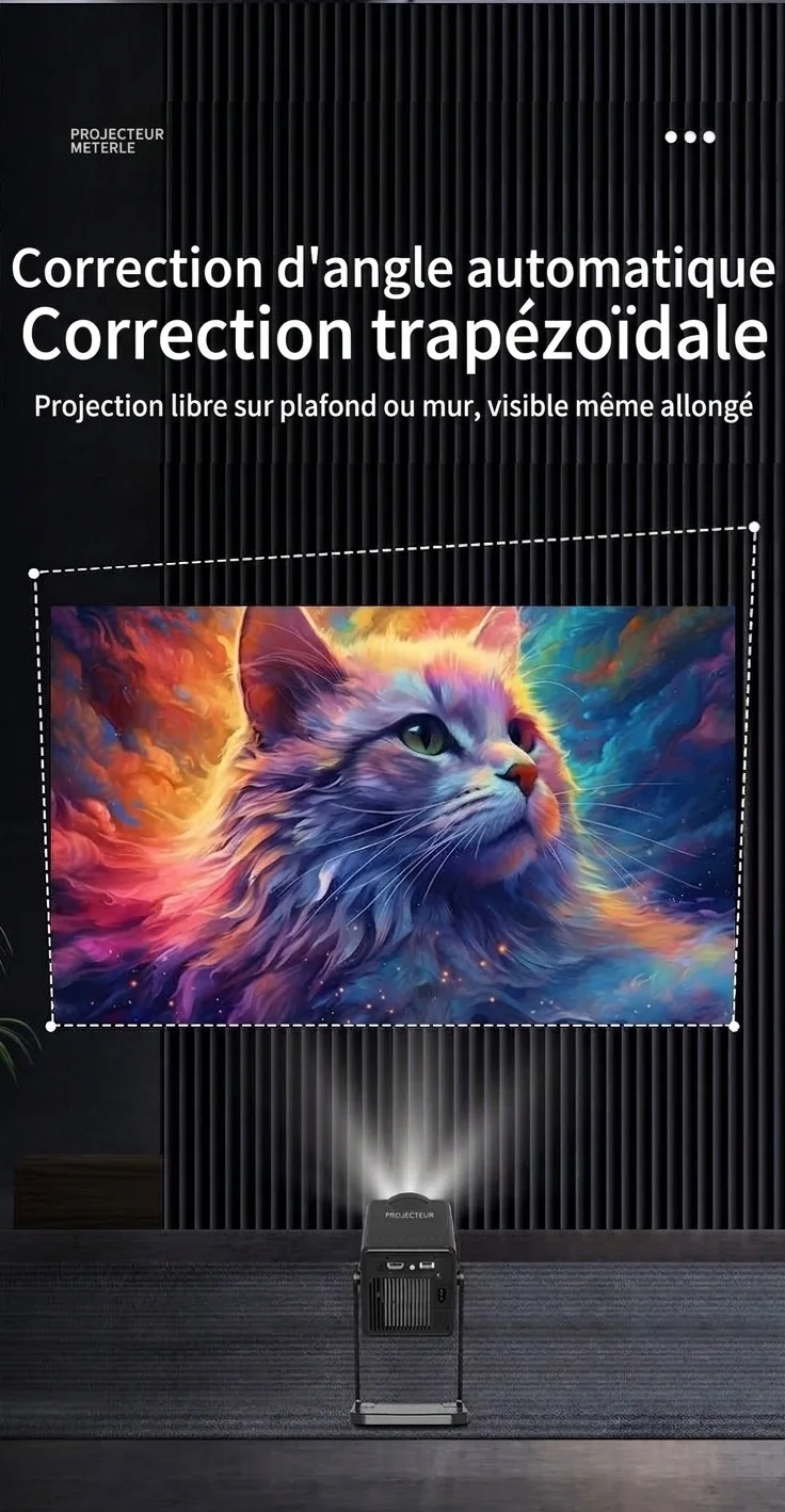 Projecteur intelligent portable K300, projecteur de films HD 720p avec WiFi 6 et Bluetooth 5.0, 200 lumens ANSI, Android 14, écran de 200 pouces pour home cinéma et utilisation en extérieur