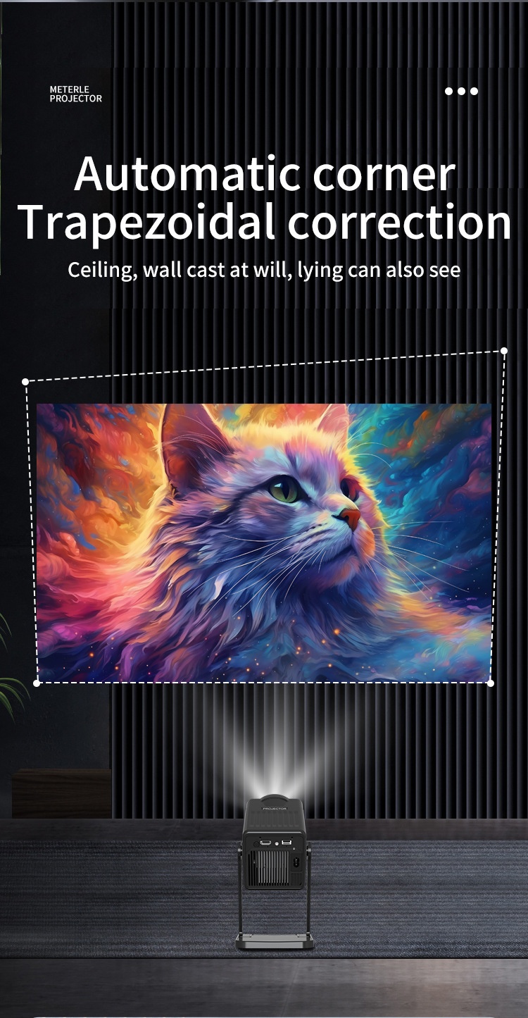 K300 Portable Smart Projector, 720P HD Movie Projector with WiFi 6 & Bluetooth 5.0, 200 ANSI Lumens, Android 14, 200" Display for Home Theater and Outdoor Use
