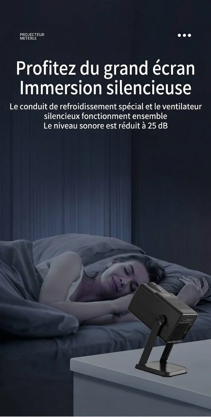 Projecteur intelligent portable K300, projecteur de films HD 720p avec WiFi 6 et Bluetooth 5.0, 200 lumens ANSI, Android 14, écran de 200 pouces pour home cinéma et utilisation en extérieur