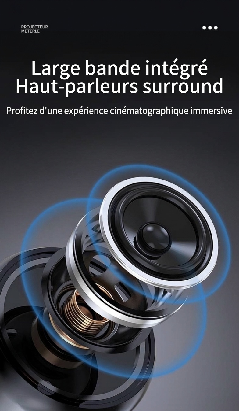 Projecteur intelligent portable K300, projecteur de films HD 720p avec WiFi 6 et Bluetooth 5.0, 200 lumens ANSI, Android 14, écran de 200 pouces pour home cinéma et utilisation en extérieur