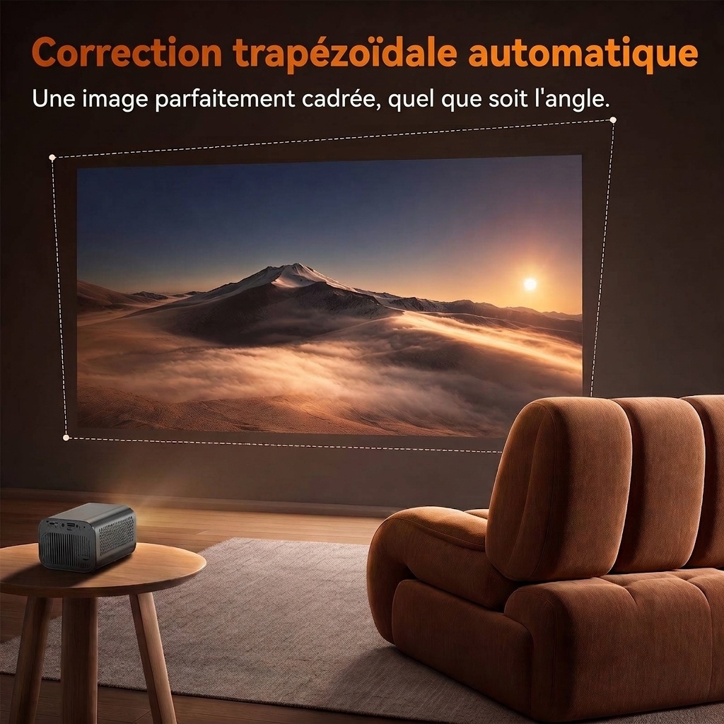 Mini projecteur portable, vidéoprojecteur HD 720p natif avec Wi-Fi double bande et HDMI, 180 lumens ANSI, écran de 120 pouces, mise au point automatique, haut-parleurs intégrés pour le home cinéma et les films en plein air.