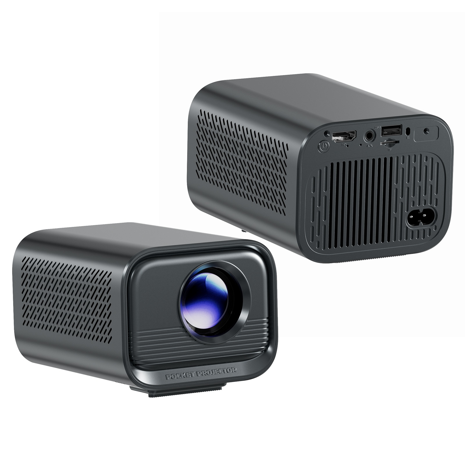 Mini Portable Projector, Native 720P HD Video Projector with Dual-Band WiFi & HDMI, 180 ANSI Lumens, 120" Display, Auto-Focus, Built-in Speakers for Home Theater and Outdoor Movies