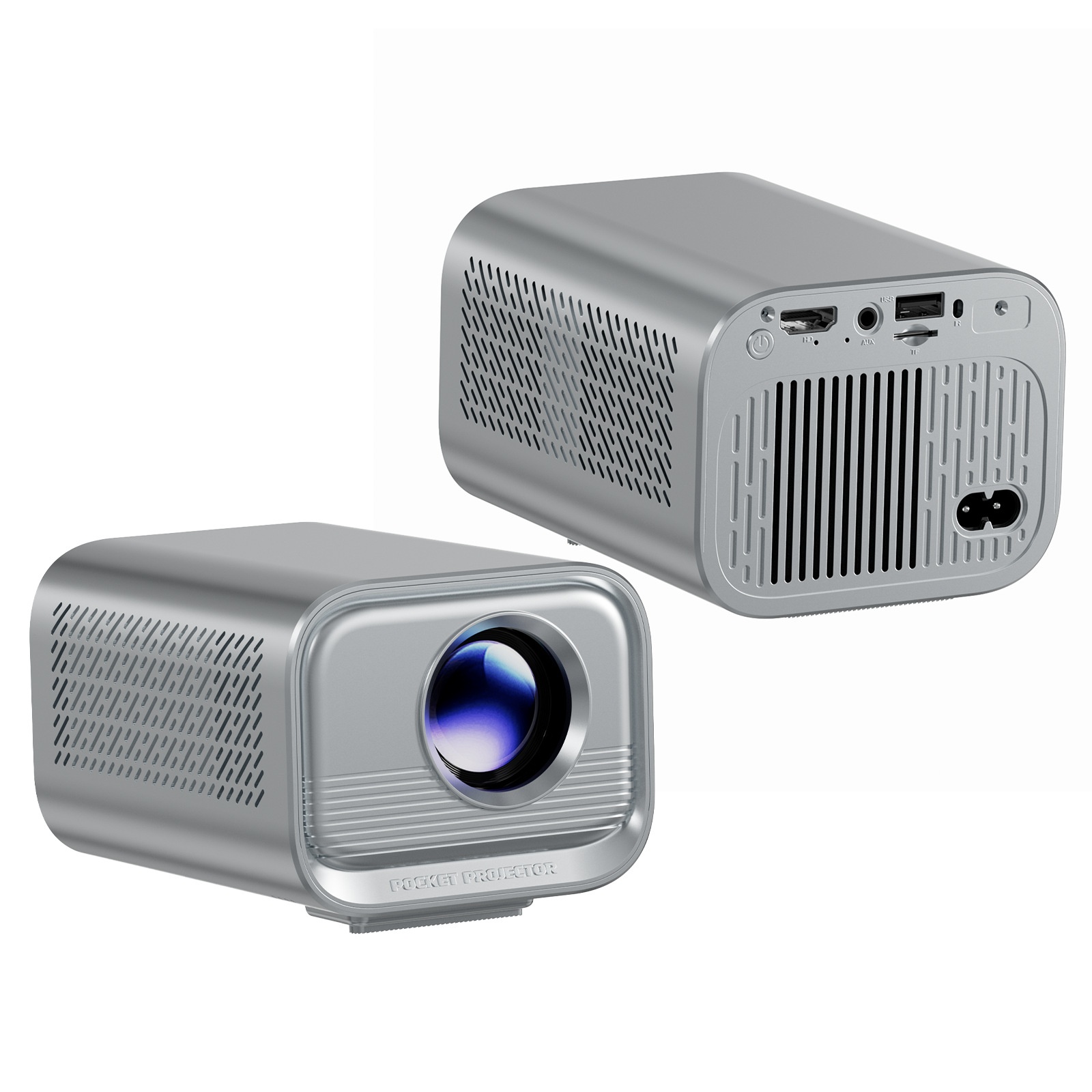 Mini Portable Projector, Native 720P HD Video Projector with Dual-Band WiFi & HDMI, 180 ANSI Lumens, 120" Display, Auto-Focus, Built-in Speakers for Home Theater and Outdoor Movies
