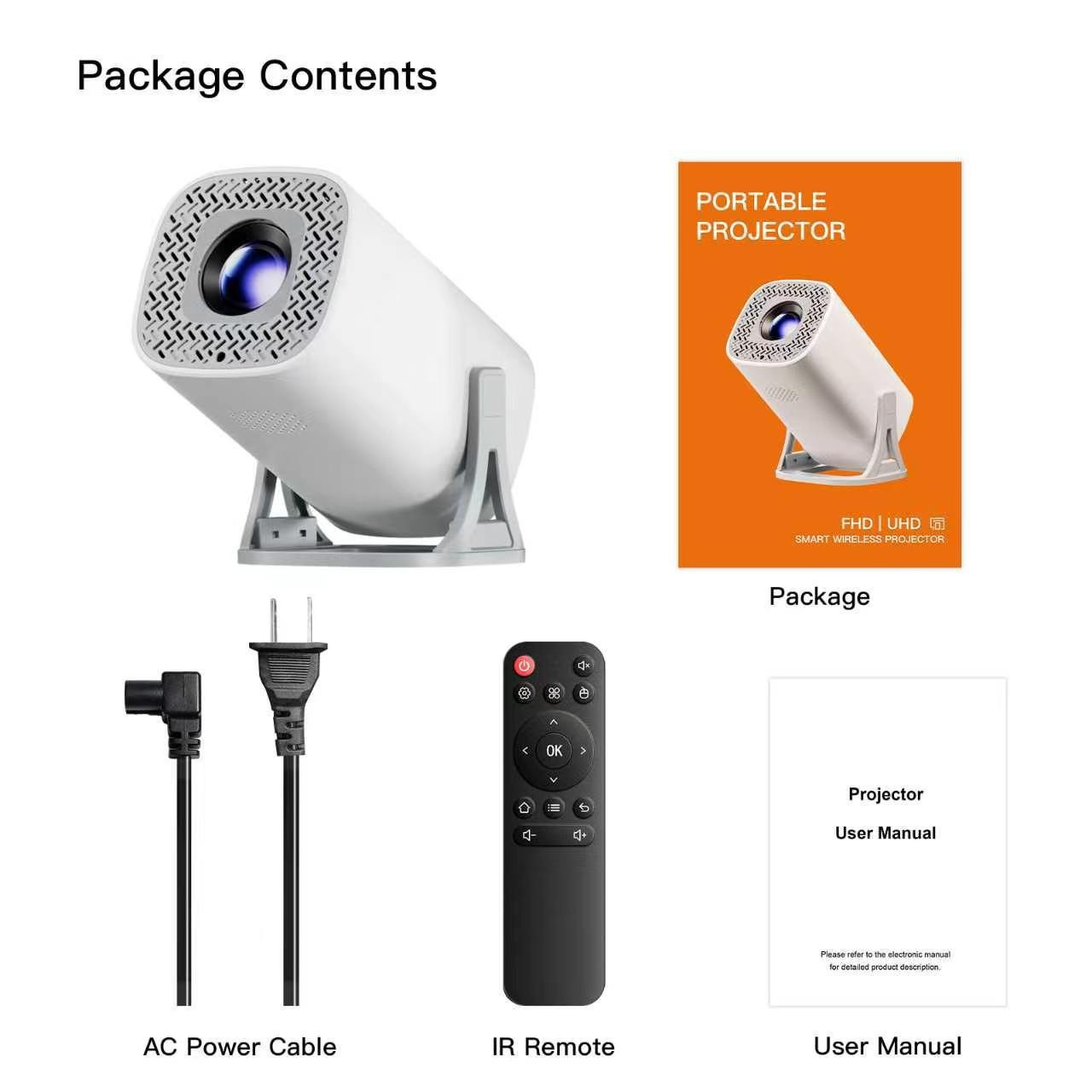 S40PRO Smart Portable Projector, Native 720P Movie Projector with WiFi 6, 150 ANSI Lumens, 150" Display, Built-in Speakers, Ideal for Home Theater