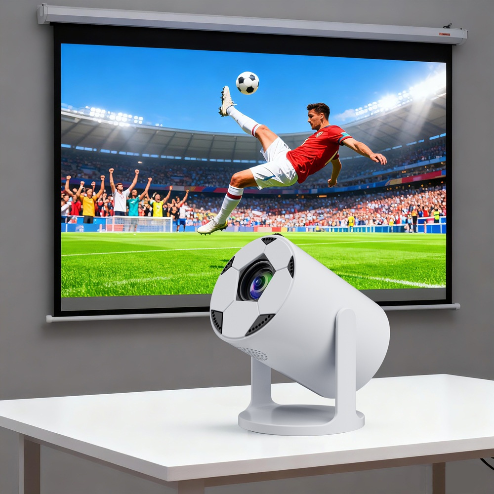 Mini Football Projector, 720P HD Portable Movie Projector with WiFi 6 & HDMI, 200 ANSI Lumens, 110" Display, Built-in High-Fidelity Speaker for Home Theater