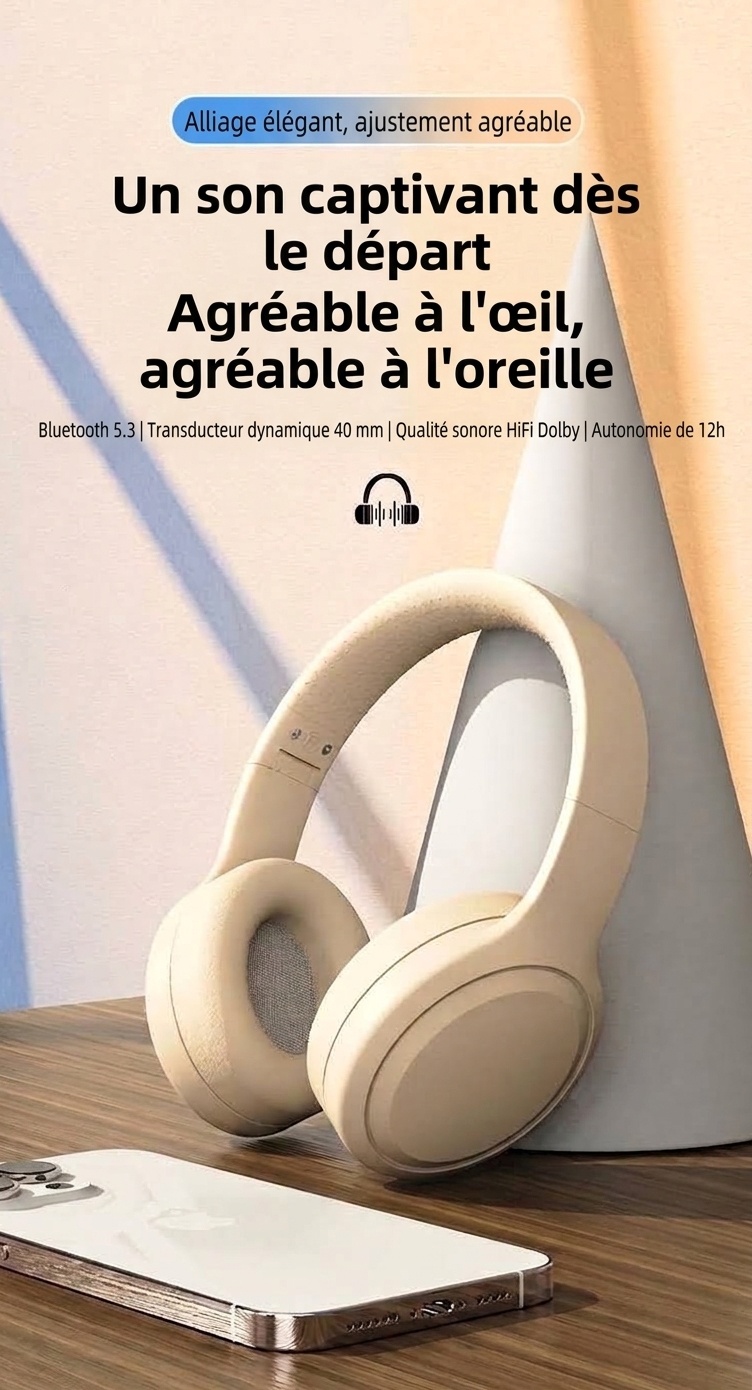 Wireless Bluetooth 5.3 Over-Ear Foldable Headphones