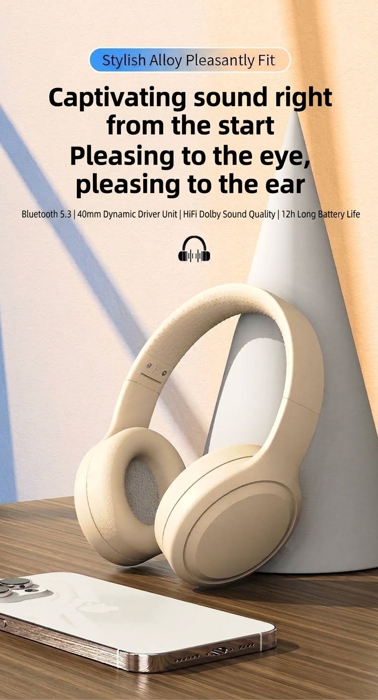Wireless Bluetooth 5.3 Over-Ear Foldable Headphones