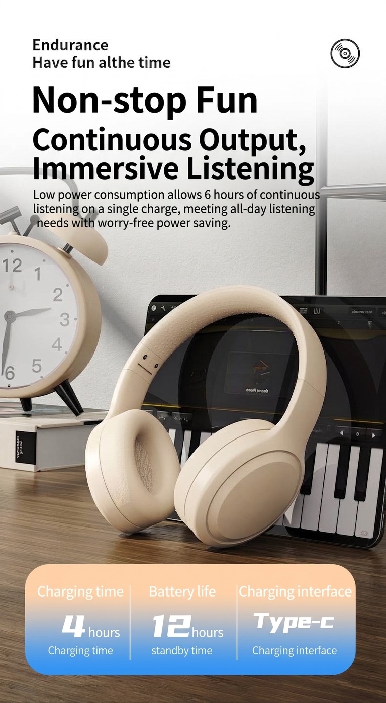 Wireless Bluetooth 5.3 Over-Ear Foldable Headphones