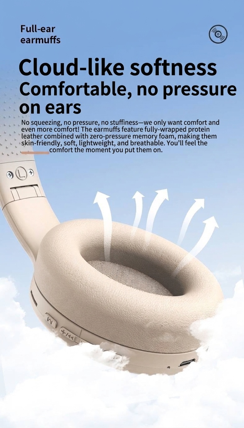 Wireless Bluetooth 5.3 Over-Ear Foldable Headphones