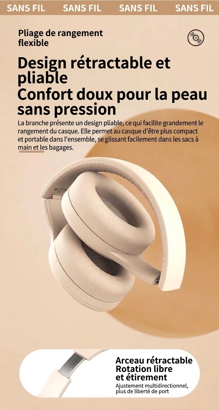 Wireless Bluetooth 5.3 Over-Ear Foldable Headphones