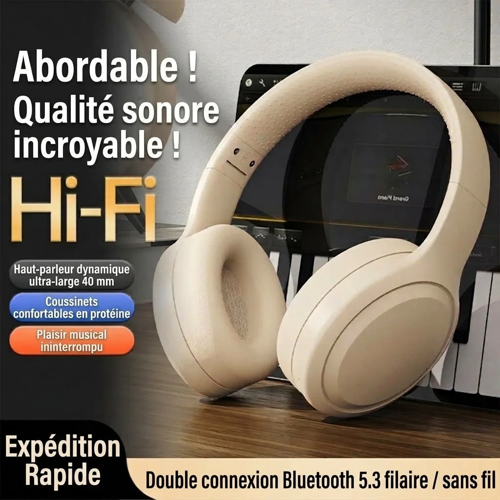 Wireless Bluetooth 5.3 Over-Ear Foldable Headphones