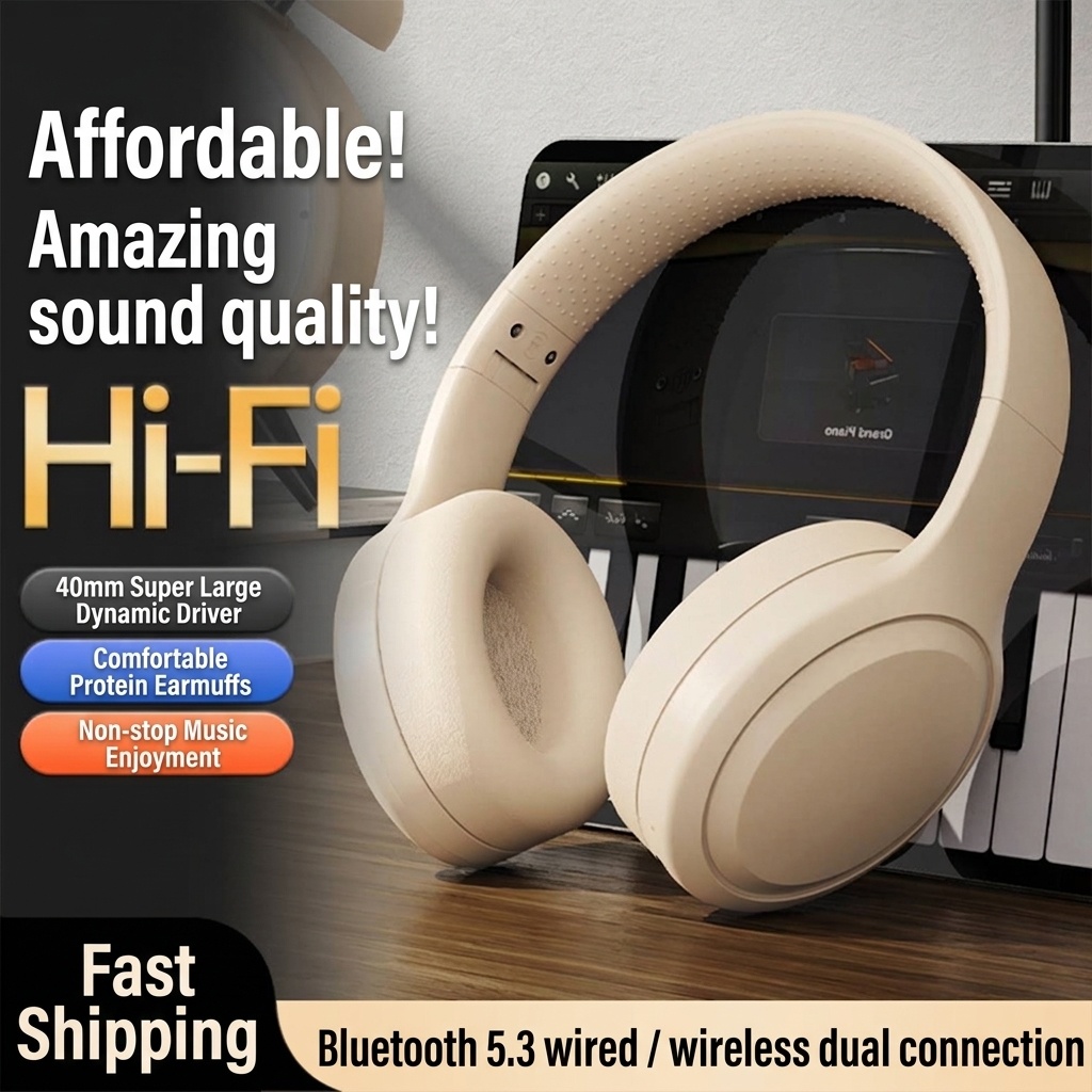 Wireless Bluetooth 5.3 Over-Ear Foldable Headphones