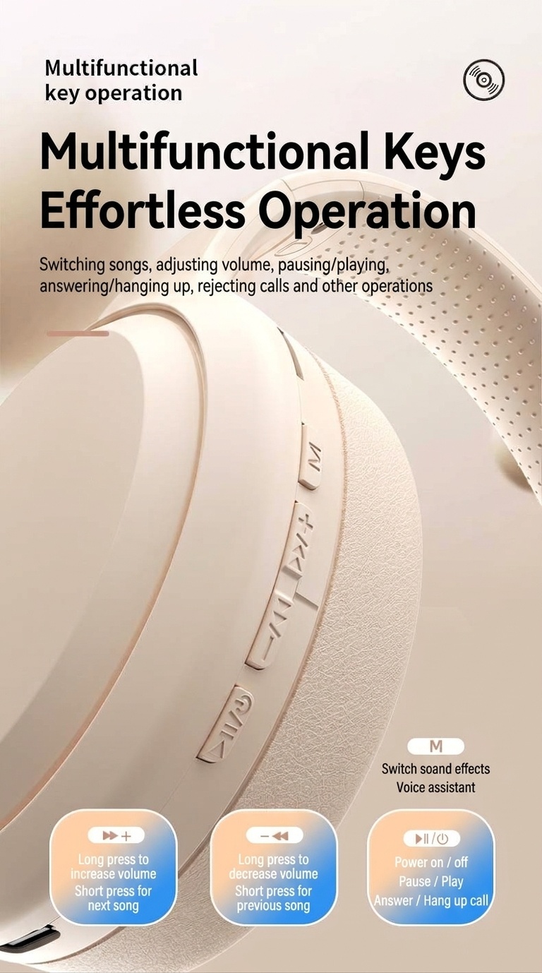 Wireless Bluetooth 5.3 Over-Ear Foldable Headphones