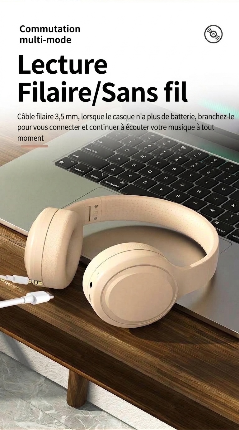 Wireless Bluetooth 5.3 Over-Ear Foldable Headphones