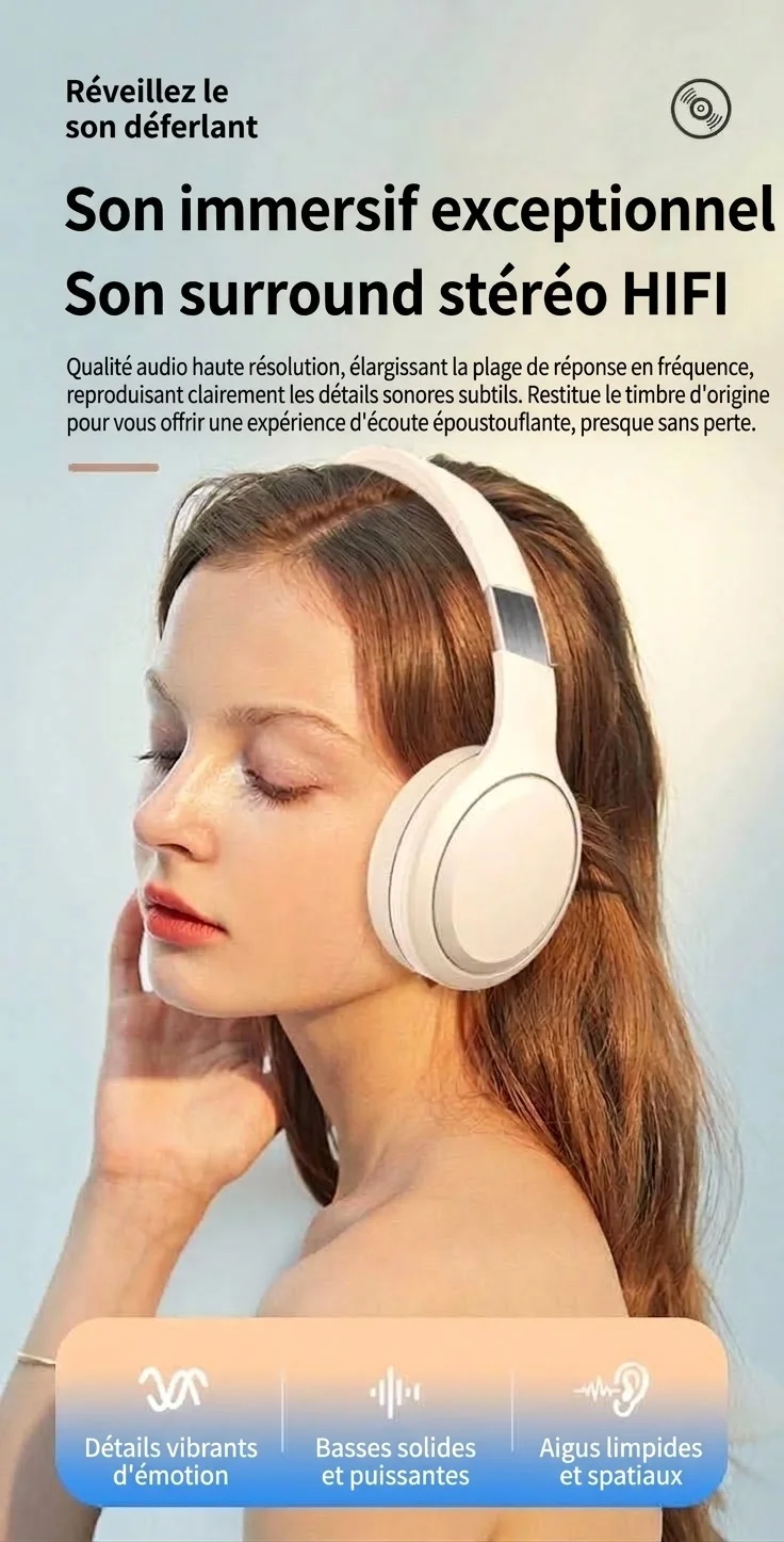 Wireless Bluetooth 5.3 Over-Ear Foldable Headphones