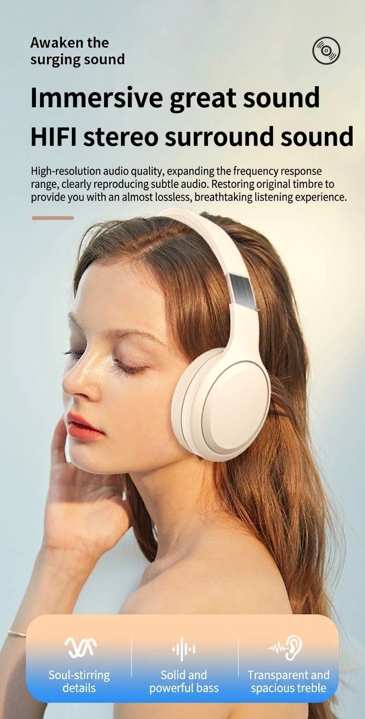 Wireless Bluetooth 5.3 Over-Ear Foldable Headphones