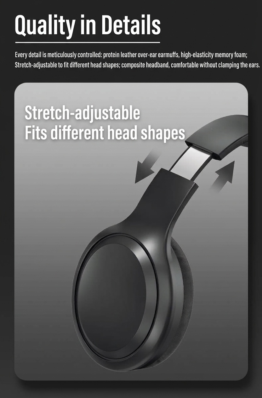 Wireless Over-Ear Bluetooth 5.3 Foldable Headphones