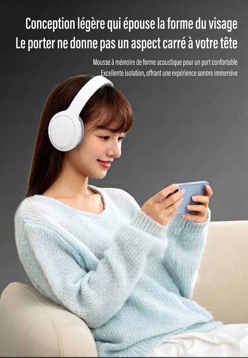 Wireless Over-Ear Bluetooth 5.3 Foldable Headphones