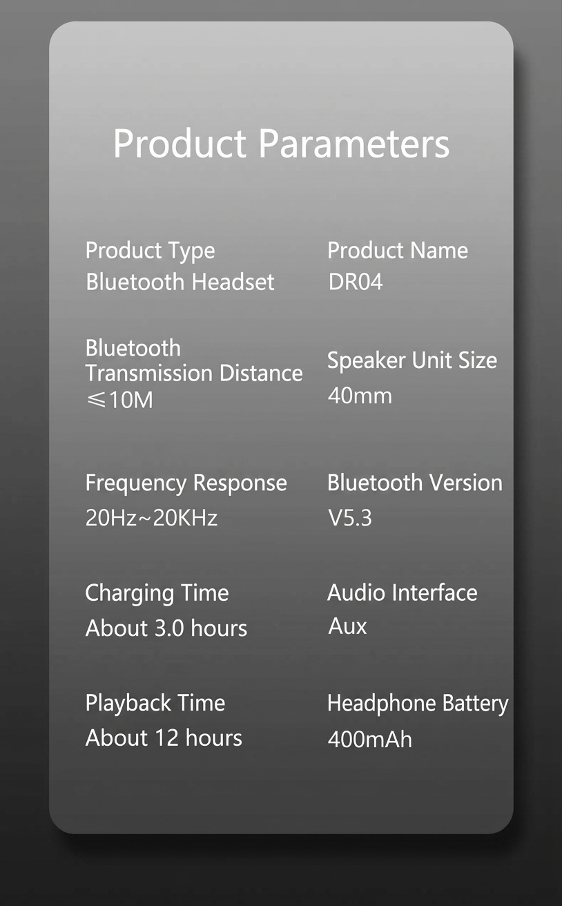 Wireless Over-Ear Bluetooth 5.3 Foldable Headphones
