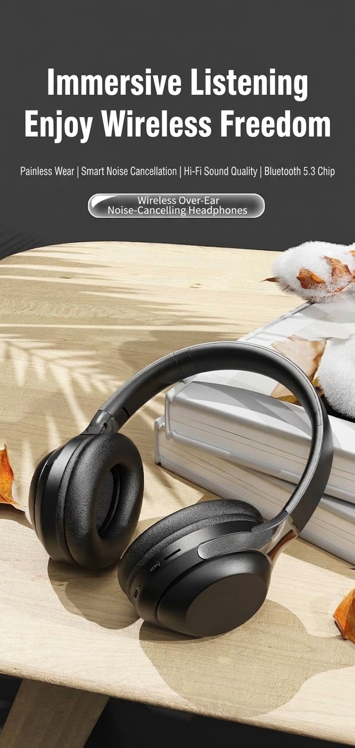 Foldable Wireless Over-Ear Bluetooth 5.3 Headphones