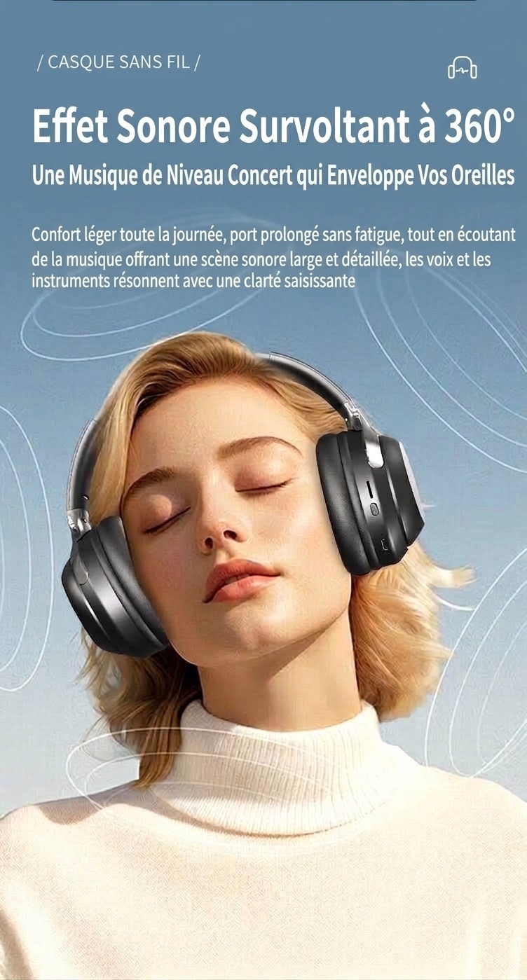 Foldable Wireless Over-Ear Bluetooth 5.3 Headphones