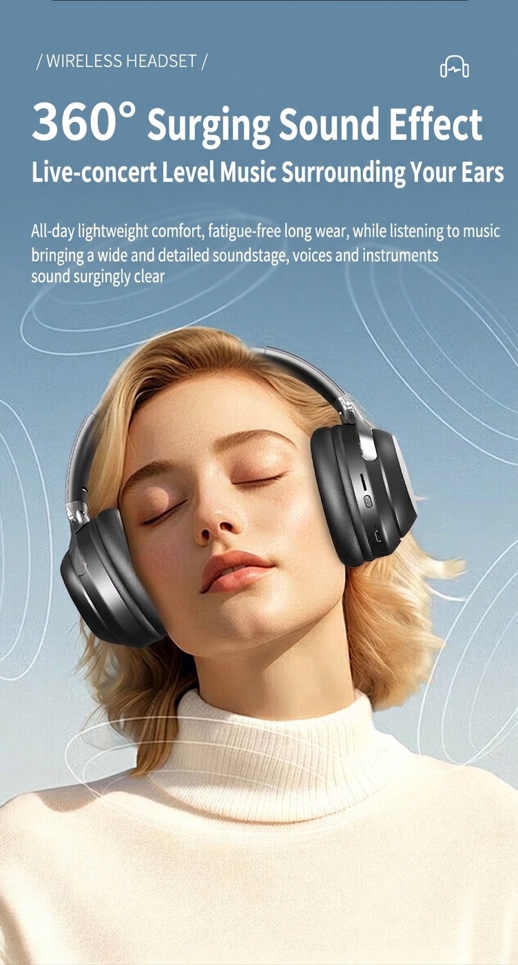 Foldable Wireless Over-Ear Bluetooth 5.3 Headphones
