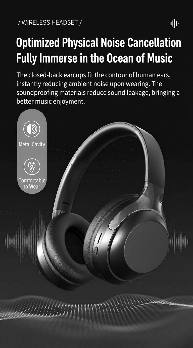 Foldable Wireless Over-Ear Bluetooth 5.3 Headphones