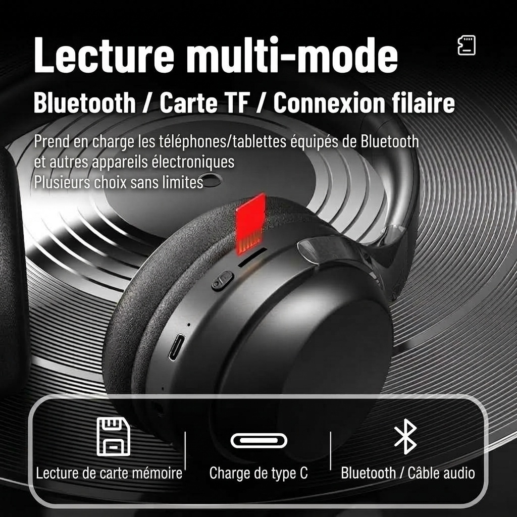 Foldable Wireless Over-Ear Bluetooth 5.3 Headphones