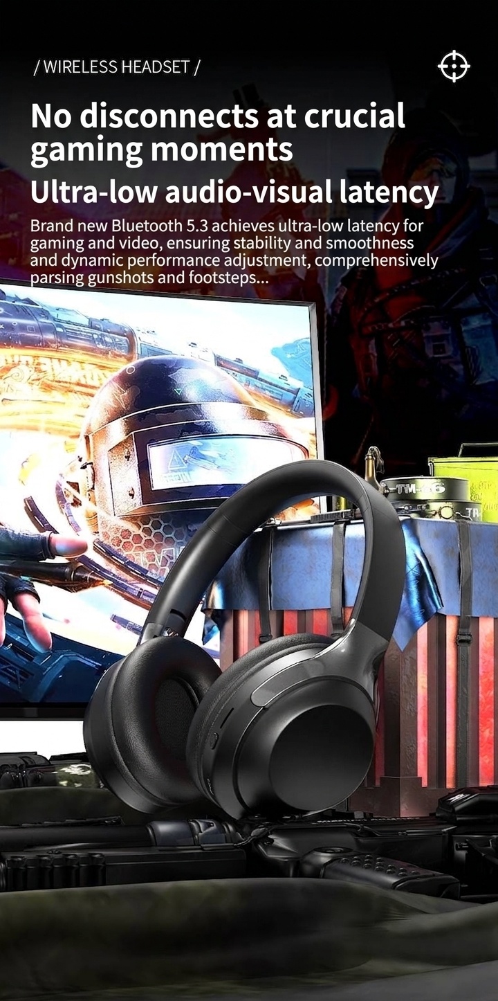 Foldable Wireless Over-Ear Bluetooth 5.3 Headphones