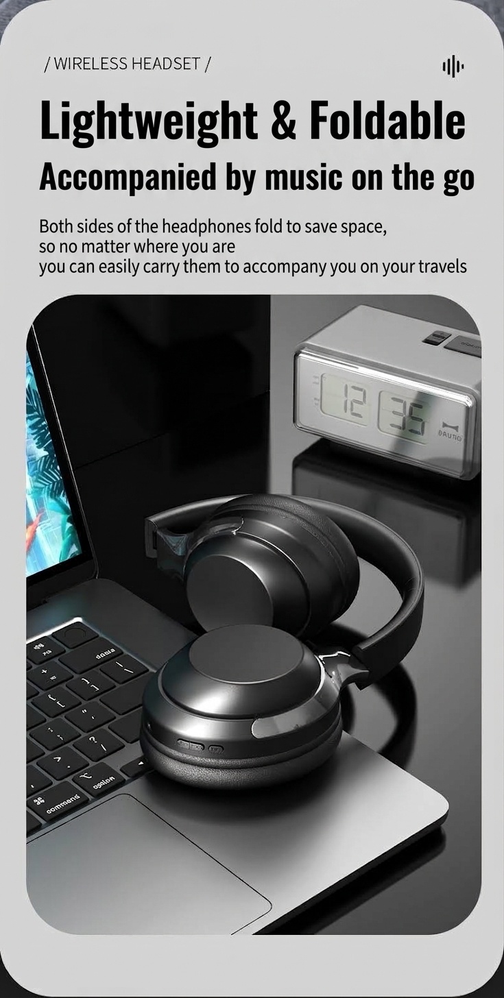Foldable Wireless Over-Ear Bluetooth 5.3 Headphones