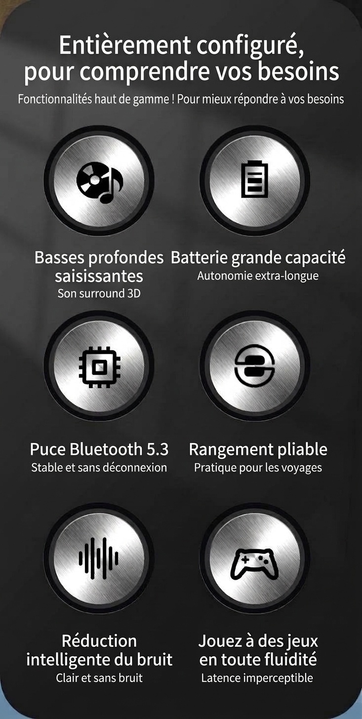 Foldable Wireless Over-Ear Bluetooth 5.3 Headphones