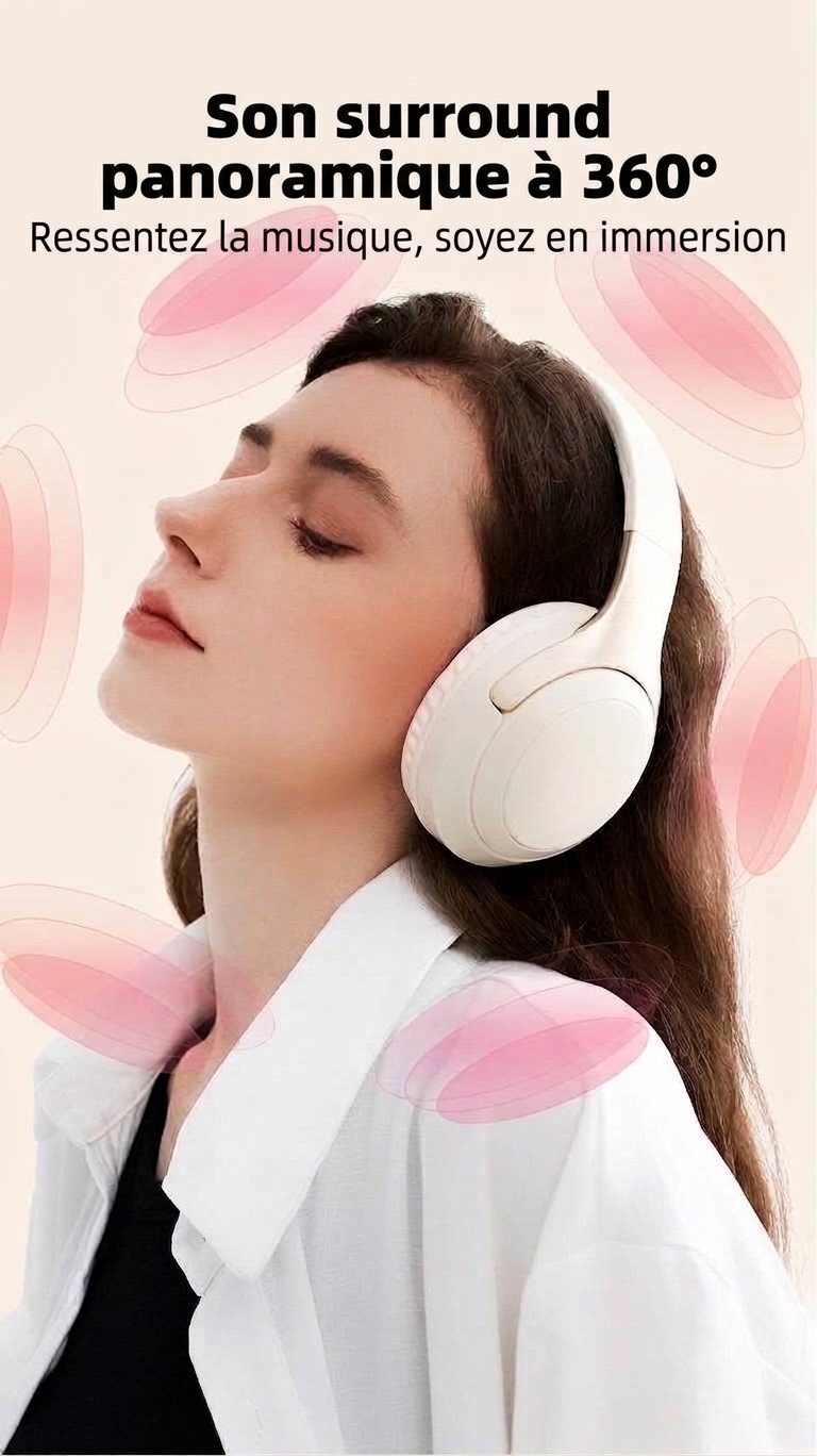 Wireless Bluetooth 5.3 Over-Ear Headphones with Mic