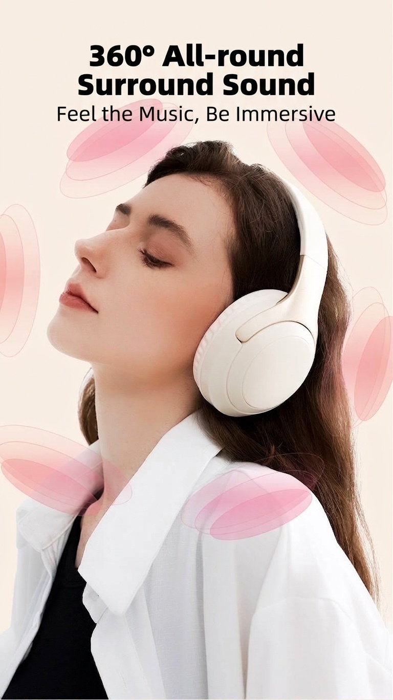 Wireless Bluetooth 5.3 Over-Ear Headphones with Mic
