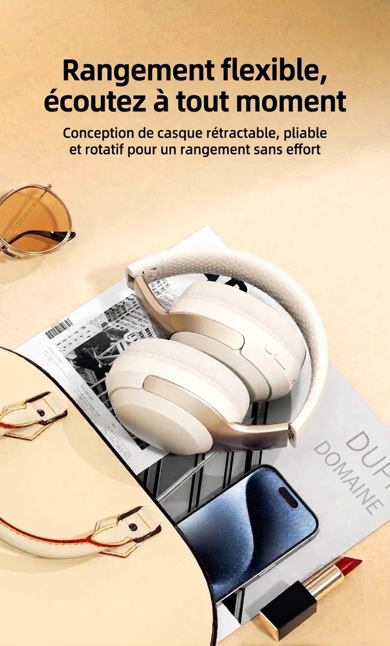 Wireless Bluetooth 5.3 Over-Ear Headphones with Mic