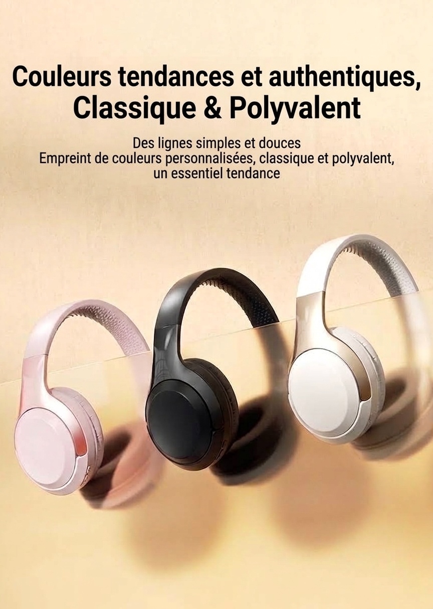Wireless Bluetooth 5.3 Over-Ear Headphones with Mic