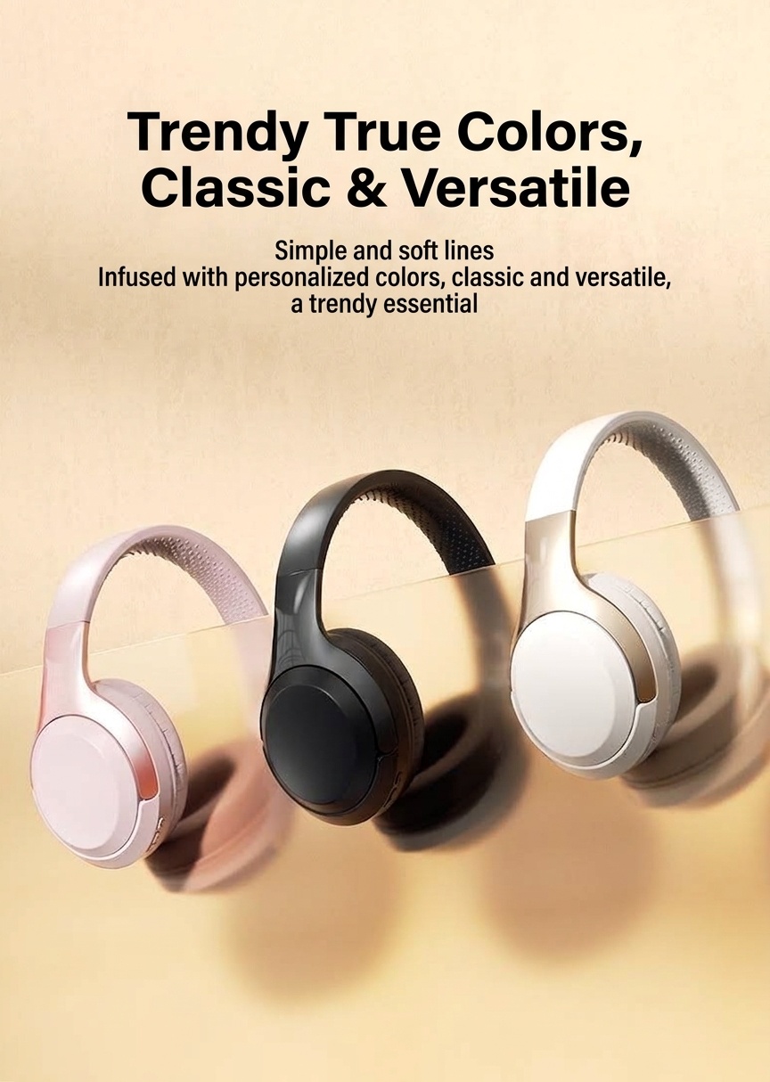 Wireless Bluetooth 5.3 Over-Ear Headphones with Mic